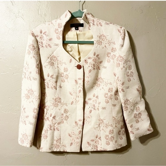 Banu París vintage floral print rose button ablazer jacket sz 8 - Picture 1 of 7